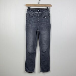 Paige Smoke Black Gray Button Fly Cindy Straight Skinny Jeans Size 25